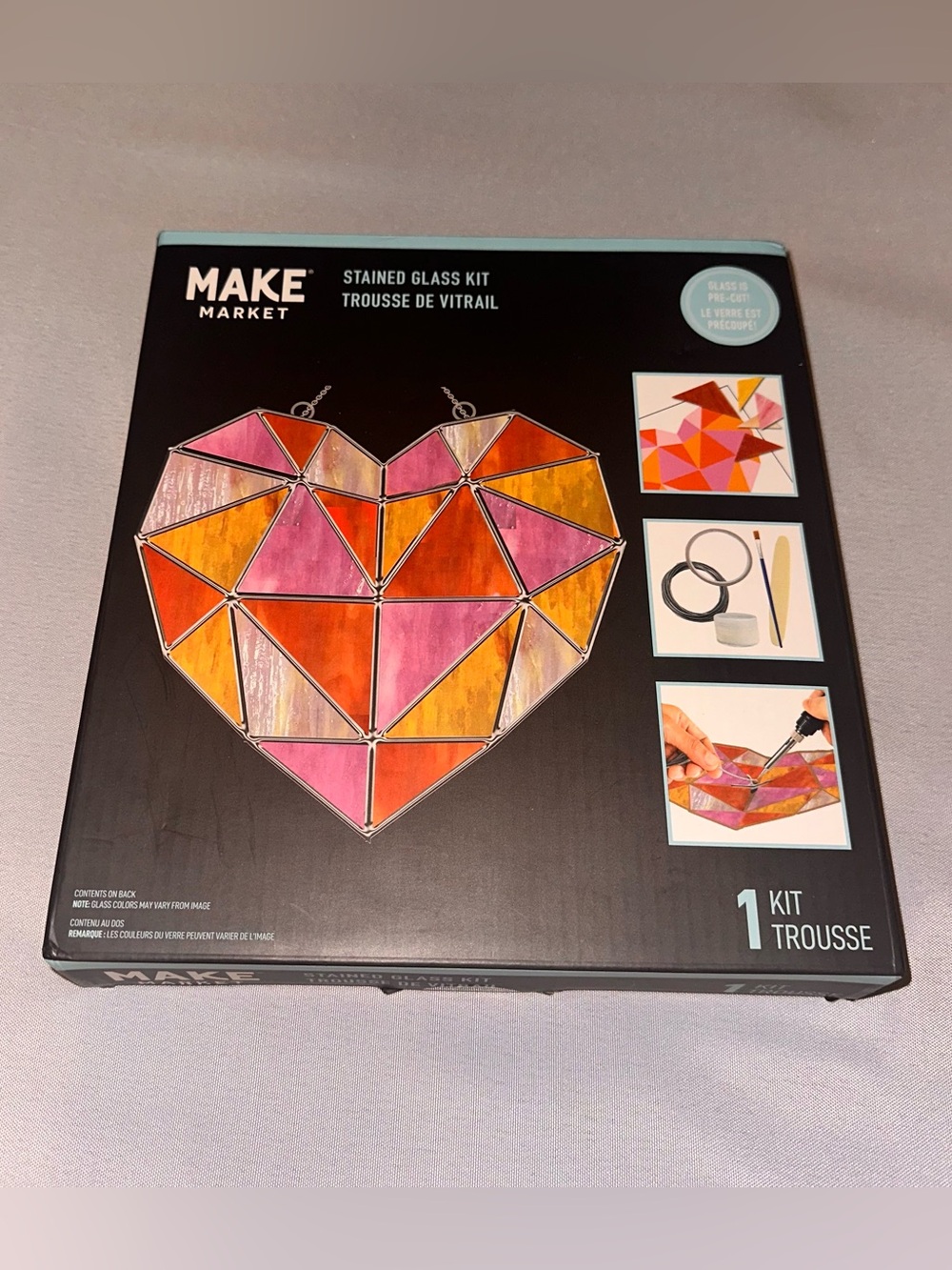 MAKE MARKET Stained Glass Heart Kit - Pink & Orange